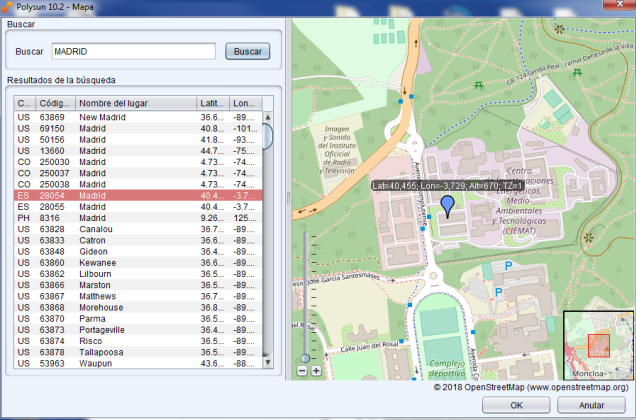 Mapa CIEMAT Madrid